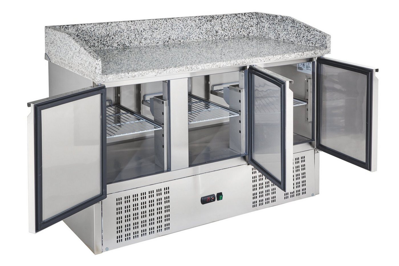 GastroHero Dönergrill Kühlschrank Pizzakühltisch 140 cm Granit 3 Türen Edelstahl, 330 W Bild 5
