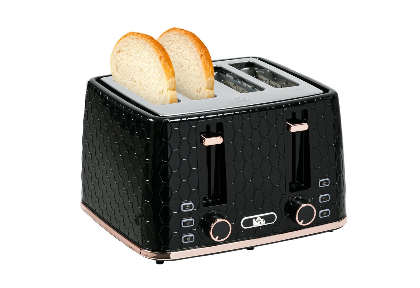 HOMCOM Toaster 4 Scheiben mit 7 Bräunungsstufen, 4 kurze Schlitze, für 4 Scheiben, 1860 W, Automatische Abschaltung, 7 Bräunungsstufen Bild 4