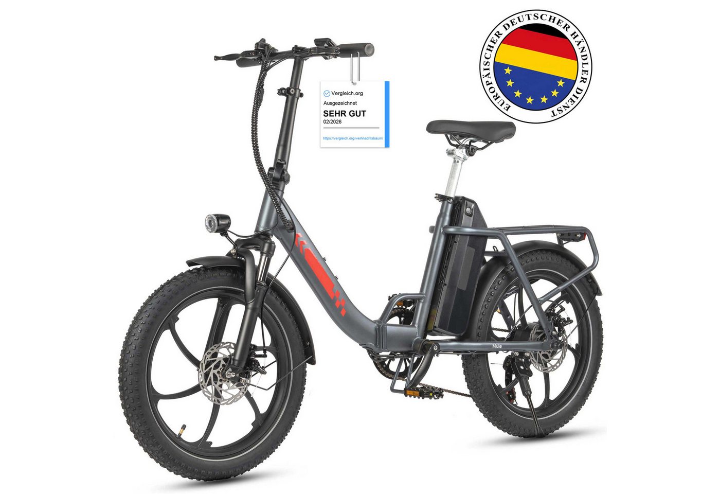 Vankel E-Bike Cityrad M1 Faltbares Damen u. Herren E-Fahrrad 960WH Pedelec,20AH 120 km, Heckmotor, 960 Wh, Cityrad 7 Gang Shimano,Scheibenbremsen, Kettenschaltung Bild 3