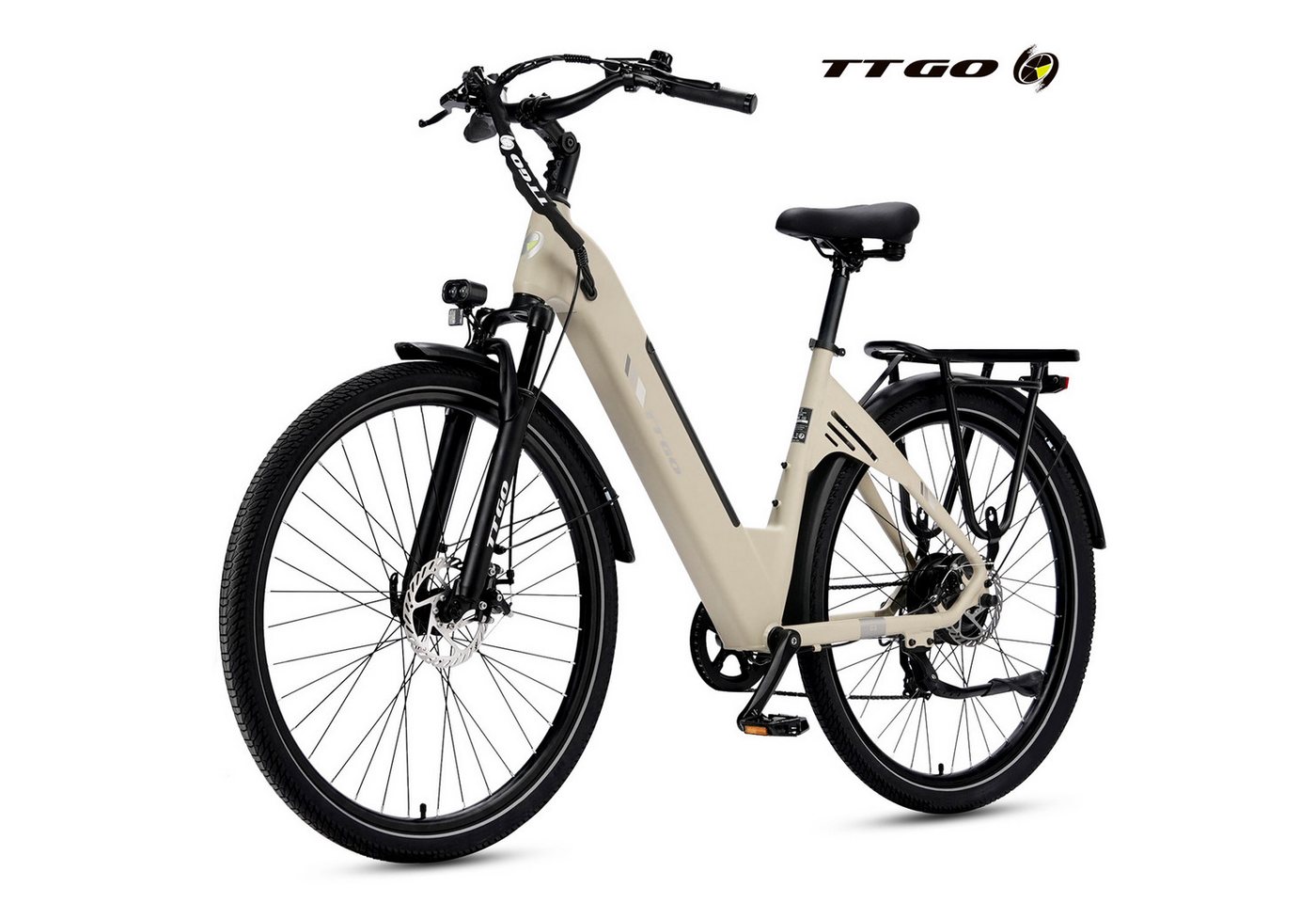 TTGO E-Bike Cityrad 28 Zoll, 55Nm, 650Wh, 150km, Elektrofahrrad für Damen und Herren, 7 Gang Shimano, Kettenschaltung, Heckmotor, 650 Wh, (Alu-Pedale, max. Belastung 125 kg, Aluminiumrahmen, LCD-Display), 5 Stufen, C3, Tiefeinsteiger, leicht nur 25kg, E-Citybike, Pedelec Bild 4