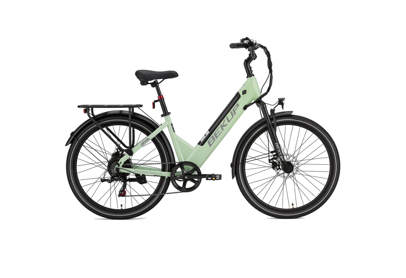 TTGO E-Bike Cityrad V1 26 Zoll Fatbike mit 840-Wh-Akku, Shimano 7-Gang und 80 Nm, 7 Gang Shimano Shimano Tourney TZ Schaltwerk, Kettenschaltung, Heckmotor, 522 Wh, (Komplettset, E-Bike inklusive Akku und Ladegerät), Für Pendelwege und Touren mit Hydraulikbremsen und breiten Reifen