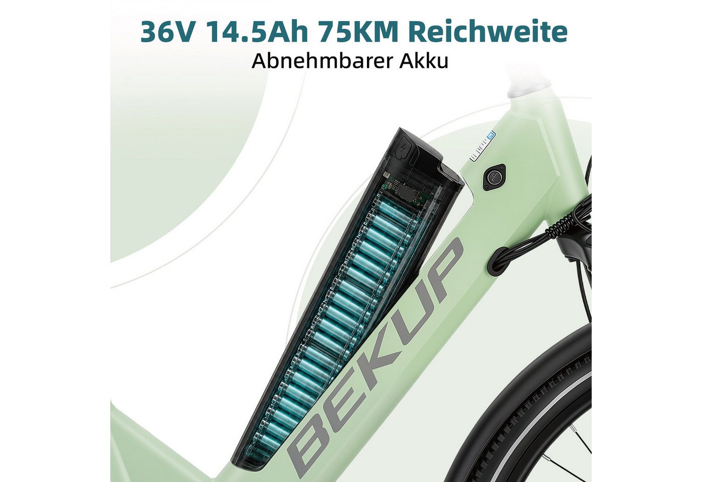 TTGO E-Bike Cityrad V1 26 Zoll Fatbike mit 840-Wh-Akku, Shimano 7-Gang und 80 Nm, 7 Gang Shimano Shimano Tourney TZ Schaltwerk, Kettenschaltung, Heckmotor, 522 Wh, (Komplettset, E-Bike inklusive Akku und Ladegerät), Für Pendelwege und Touren mit Hydraulikbremsen und breiten Reifen Bild 2