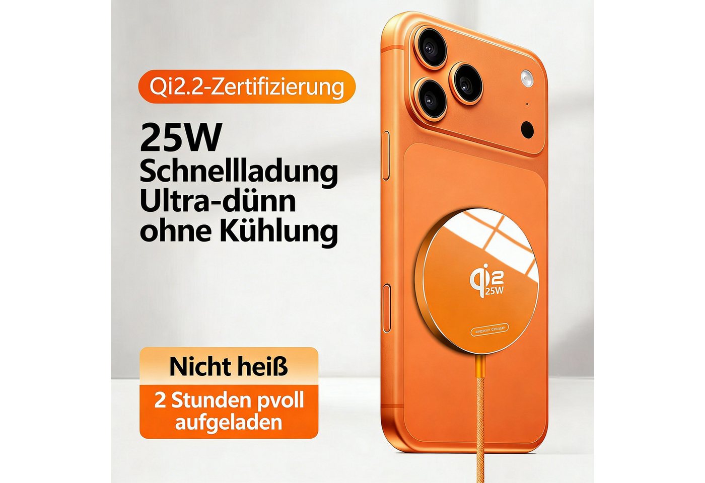 ibettertec Magnetisches Schnellladegerät 25W Qi-Ladegerät Fast Wireless Charger Induktions-Ladegerät (Induktive Ladestation Kompatibel mit, iPhone 16/16 Plus/16 Pro/16 Pro Max / iPhone 17/17 Pro/17 Pro Max, Kabelloses Induktionsladegerät, Schnelles Kabelloses Ladepad) Bild 2