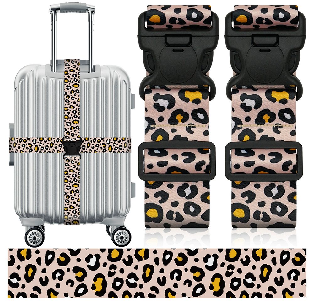Agger Koffergurt 2er-Set Gepäckgurt Verstellbar,Leopardenmuster, für Reisen, (2-tlg), personalisierte Kofferbänder, robuste Kofferbänder, Schnellverschluss