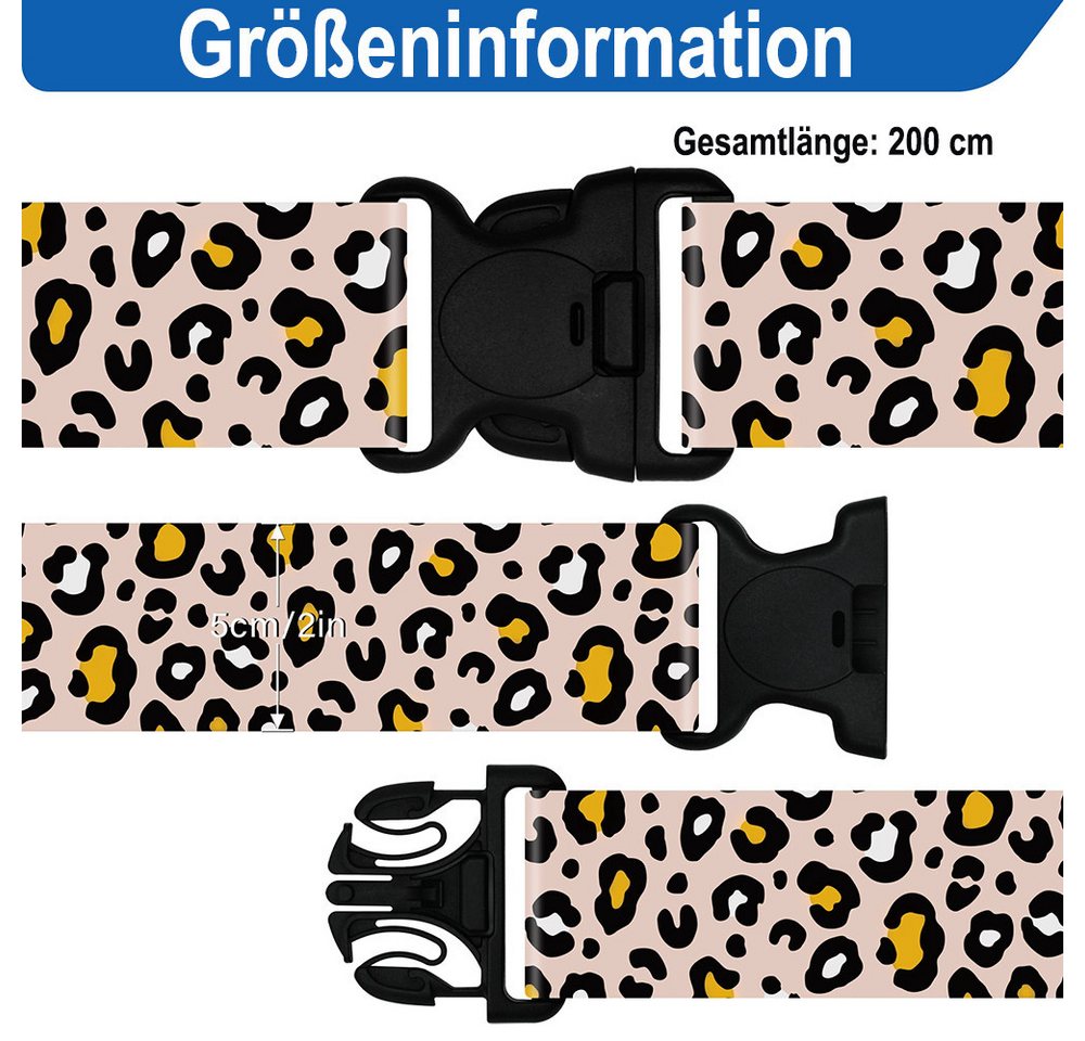 Agger Koffergurt 2er-Set Gepäckgurt Verstellbar,Leopardenmuster, für Reisen, (2-tlg), personalisierte Kofferbänder, robuste Kofferbänder, Schnellverschluss Bild 2