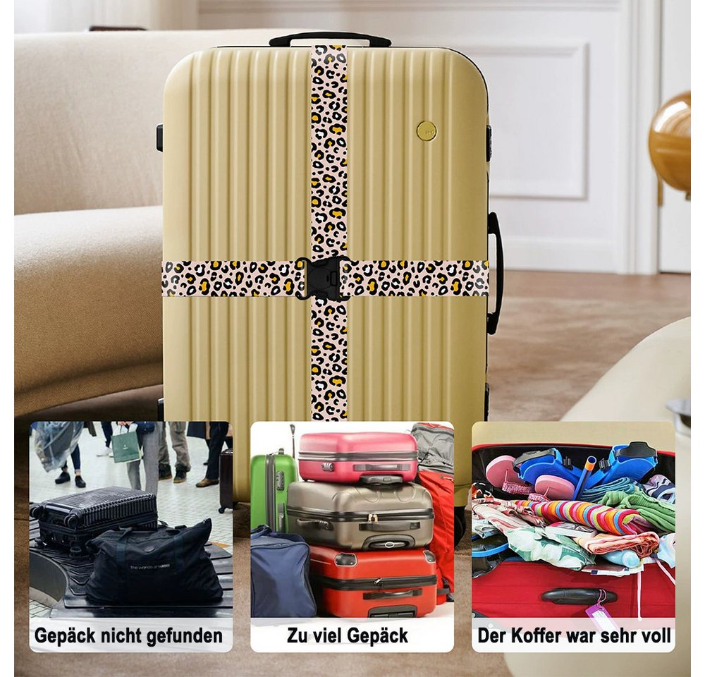 Agger Koffergurt 2er-Set Gepäckgurt Verstellbar,Leopardenmuster, für Reisen, (2-tlg), personalisierte Kofferbänder, robuste Kofferbänder, Schnellverschluss Bild 3