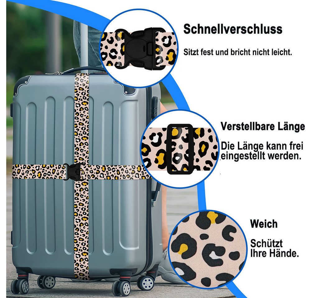 Agger Koffergurt 2er-Set Gepäckgurt Verstellbar,Leopardenmuster, für Reisen, (2-tlg), personalisierte Kofferbänder, robuste Kofferbänder, Schnellverschluss Bild 5