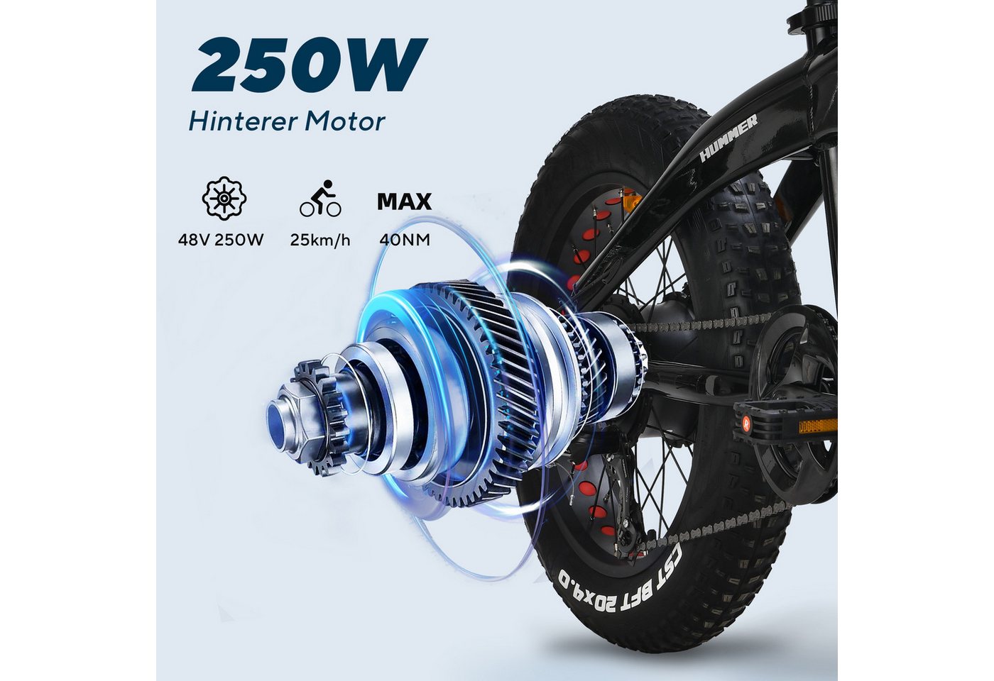 VECOCRAFT E-Bike Faltrad 20*4 Zoll Pedelec,40Nm Klapprad Elektrofahrrad 48V10Ah,Akku bis 85km, 7 Gang Shimano, Kettenschaltung, Heckmotor, 480 Wh, (Tretunterstützung, E-Klapprad, Max.25 km/h), Falt-E-Bike Erwachsene,faltbares Citybike, HUMMER, für Damen und Herren