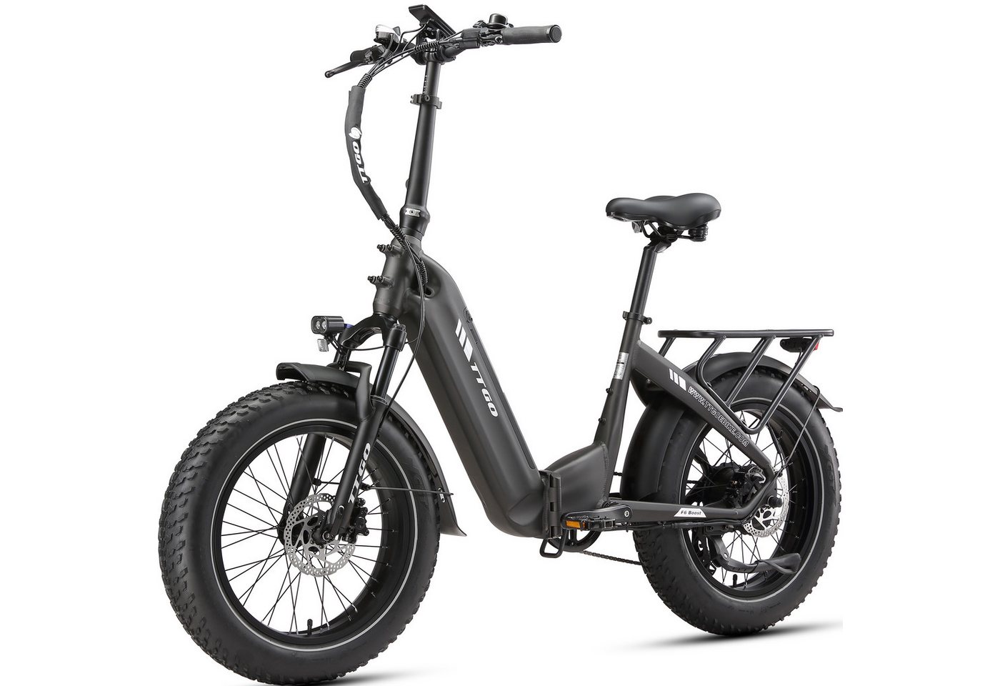 Vankel E-Bike Klapprad 20x4 Zoll, 70Nm, 860Wh, 140km, Drehmomentsensor, max. 150kg, 7 Gang SHIMANO, Kettenschaltung, Heckmotor, 870 Wh, (klappbar, LCD-Farbdisplay, hydraulische Scheibenbremsen), faltbar, Federgabel mit Lockout, Elektrofahrrad, Pedelec Bild 3