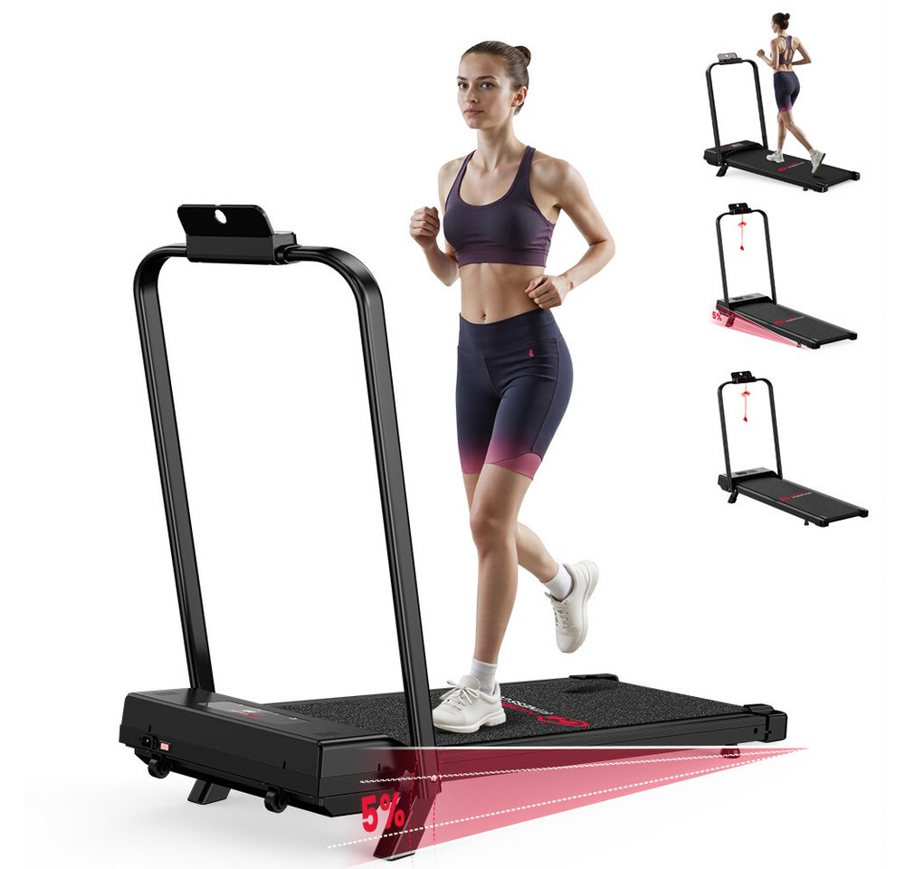 Hamlody Laufband Klappbares Laufband für Zuhause mit 5% Neigung, (Tool kits,Schmiermittel), 1-10km/h Max.Tragfähigkeit 120 kg, Mit Fallschutzclip), Walking Pad für Zuhause Klein Laufpad, 2.5 ps Laufpad Gehband Bild 3