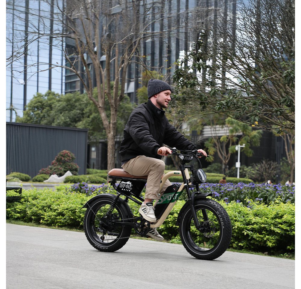 Vankel E-Bike Cityrad herren E-Fatbike 648WH cityrad 20×4.0 Zoll damen 13.5AH 65Nm, Kettenschaltung, Heckmotor, 648 Wh, Retro E-Fatbike mit hydraulischen & Bluetooth, E-bikes