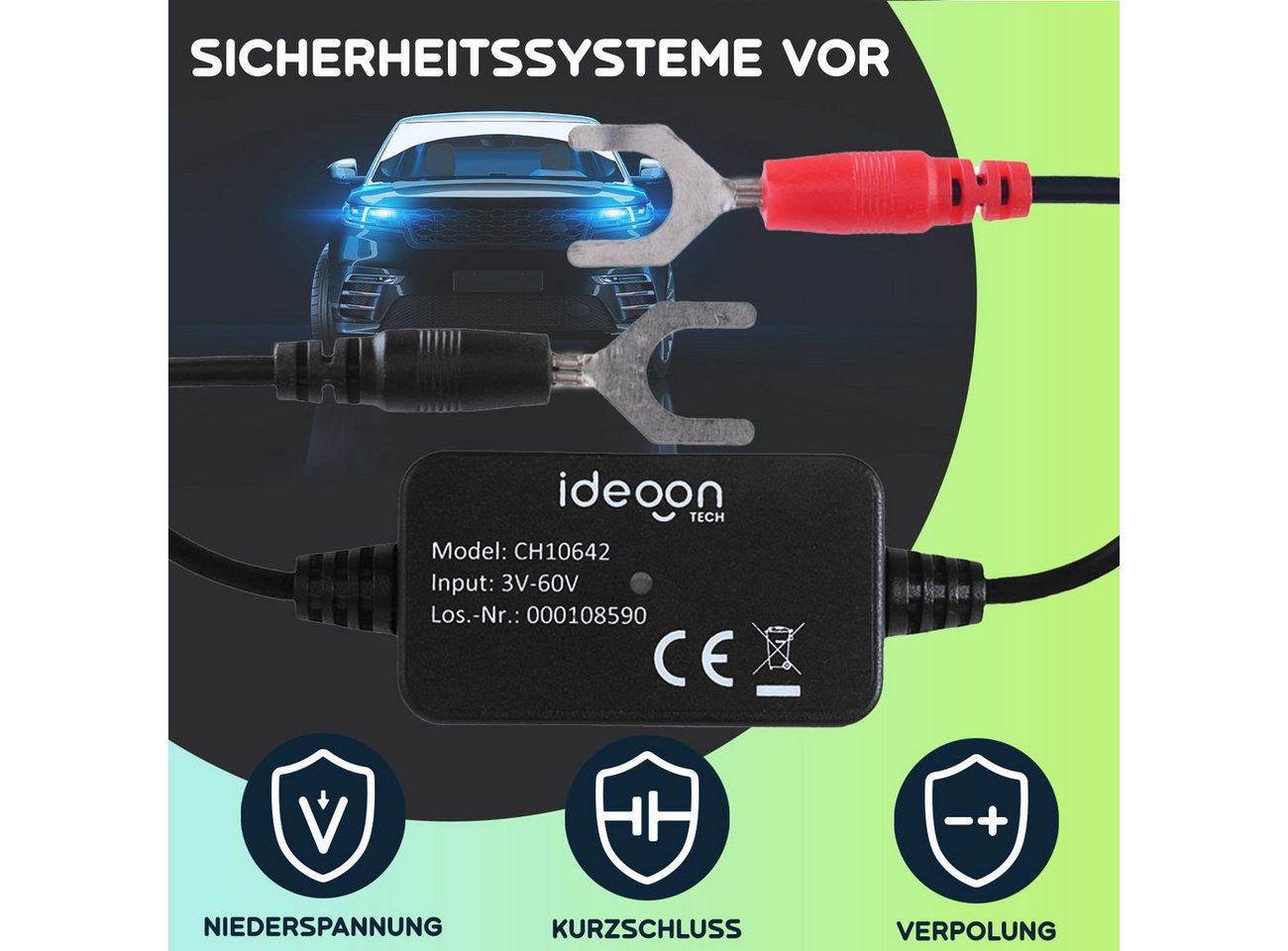 shop'n smile ideoon Batterietester App-KFZ-Batteriewächter 6V-12V Monitor & Tiefentladeschutz IPX7, 3mA/App-Überwachung/wasserdicht nach IPX7/ Bild 4