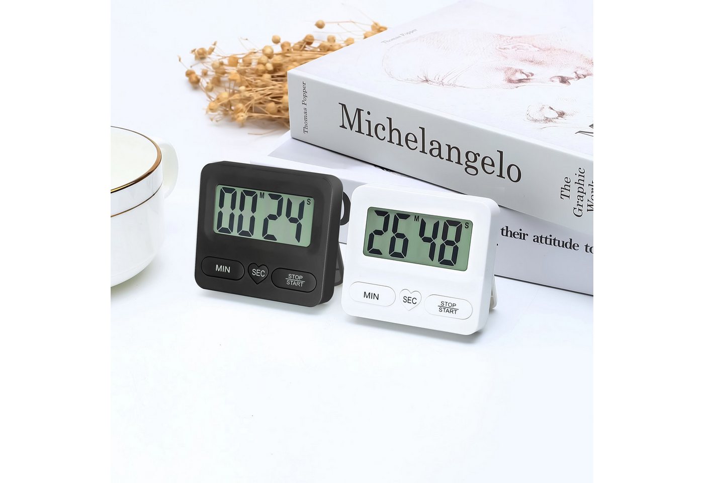 nsihing Küchentimer Multifunktionstimer Digitaler Timer und Stoppuhr Timer für Lernen, Kochen, Sport Große Digitalanzeige mit Alarmglocke Bild 2