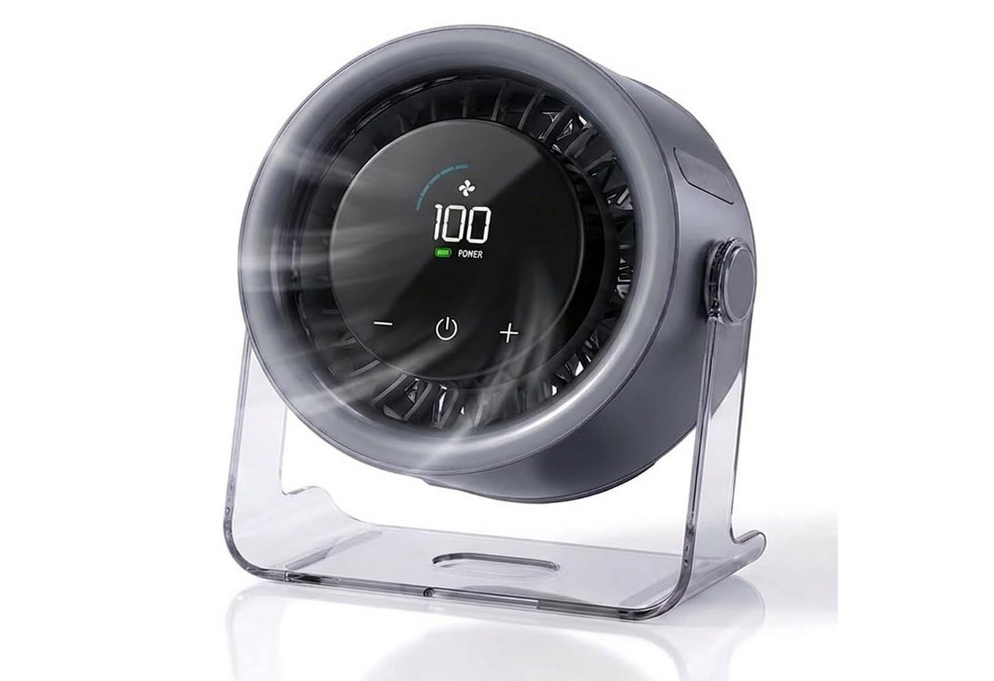 MOPUEA Tischventilator 100-stufiger leiser USB Tischventilator mit Akku & Display, 100 Stufen, leise, Akku 3000mAh, 120° Oszillation, Display Bild 4