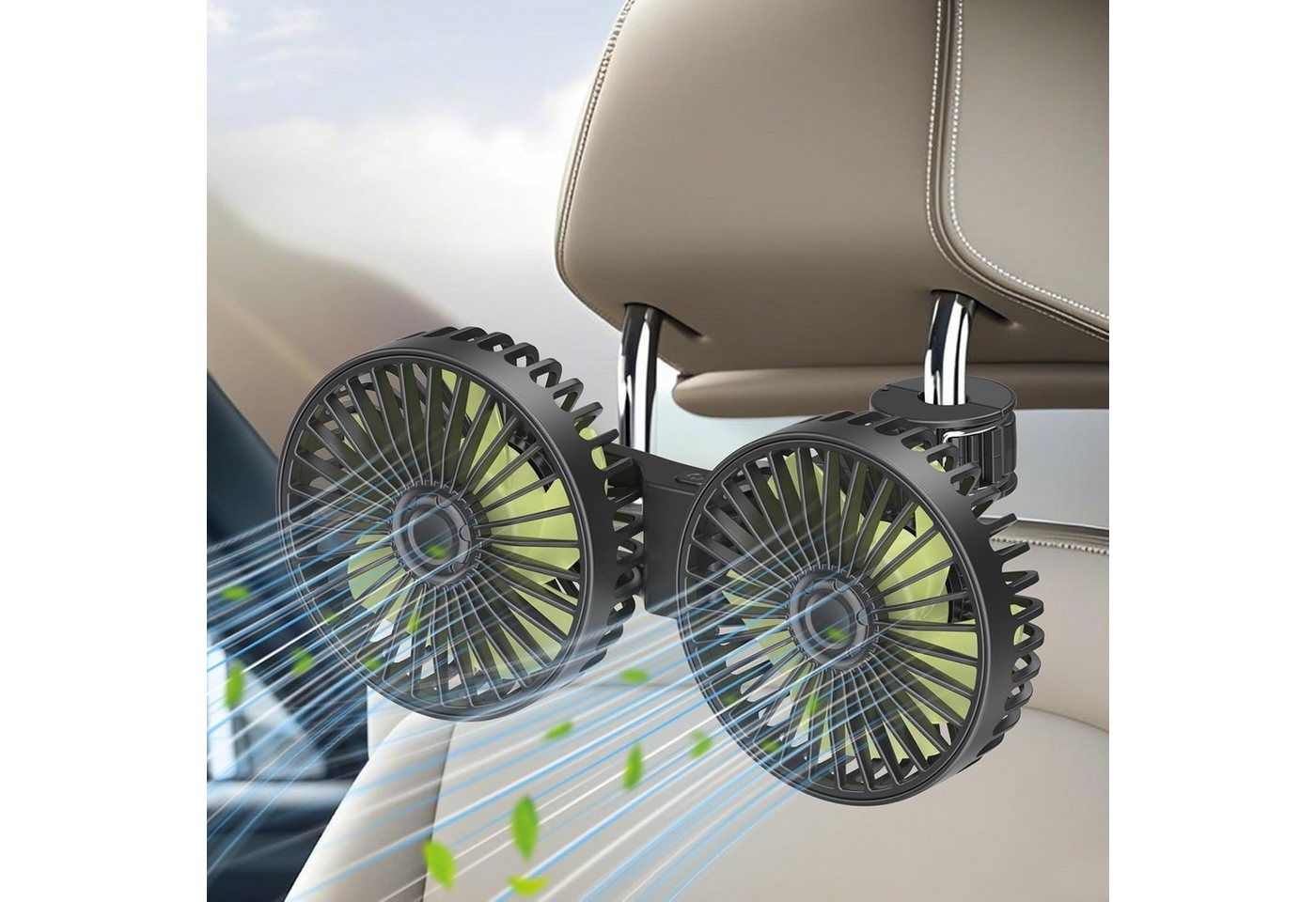 FELIXLEO Mini USB-Ventilator USB Auto Ventilator Rücksitz 360 Grad 3 Stufen Leise 12V KFZ Bild 5