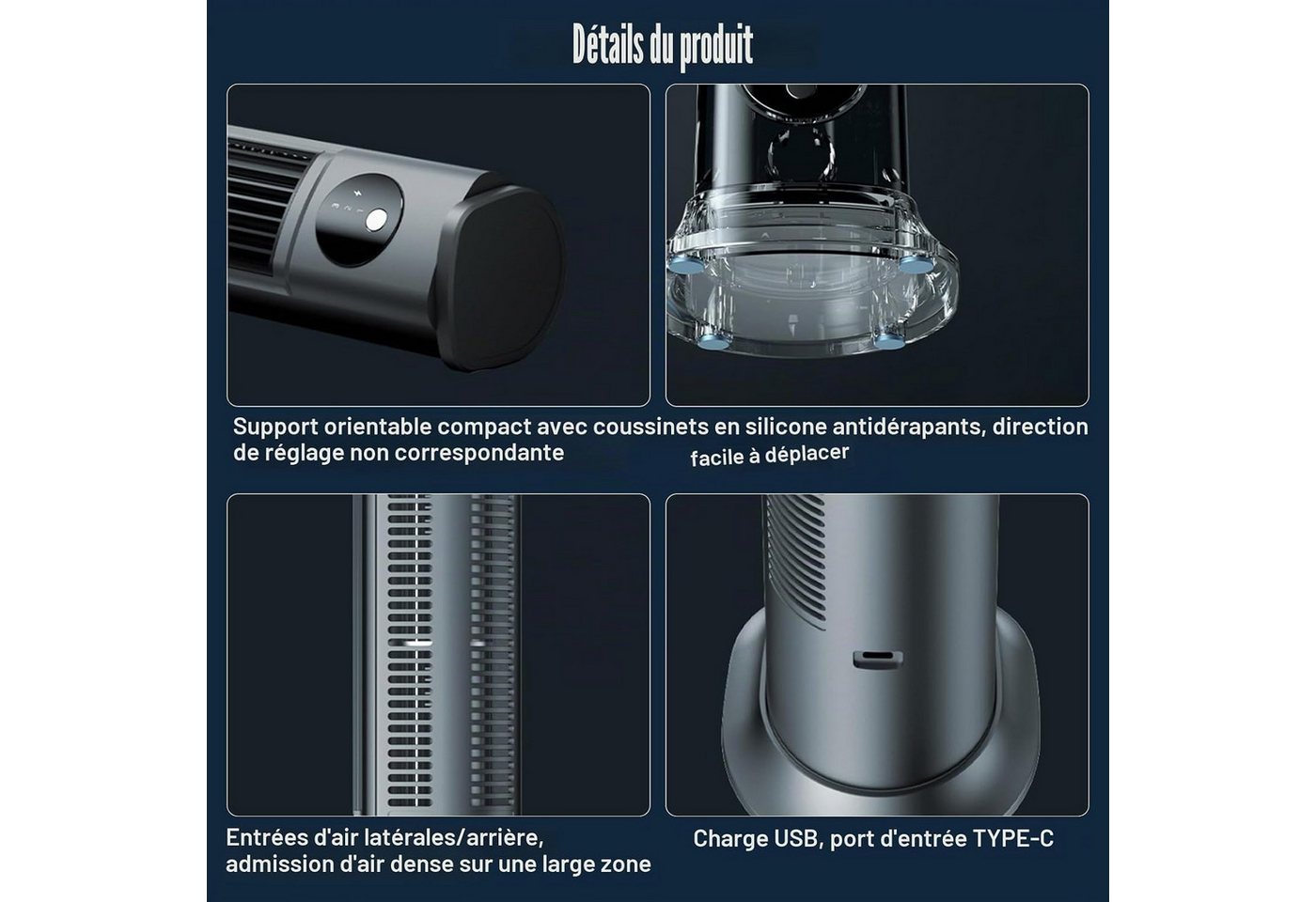 FELIXLEO Mini USB-Ventilator Luftkühler 3 Stufen Leise Tisch Klimagerät Cooling Ace Grau