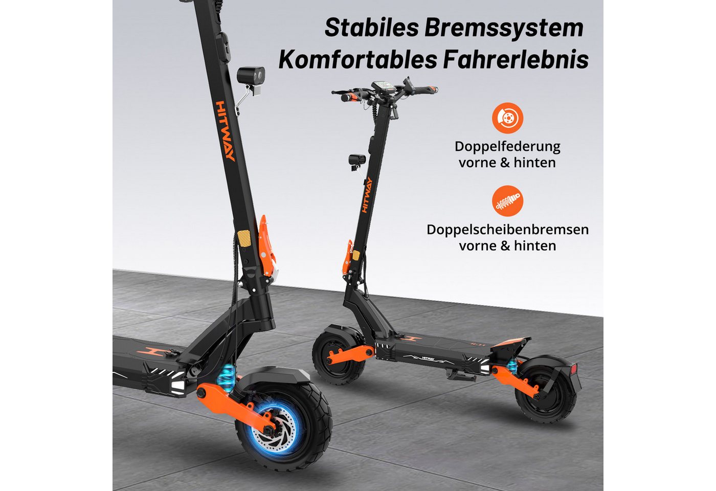 HITWAY E-Scooter H11 ABE, 2×1800W Doppelmotor, 10" mit Straßenzulassung Elektroroller, 20 km/h, (mit Schutzblech), bis zu 130km, NFC/Blinker/APP, Faltbar Bild 2