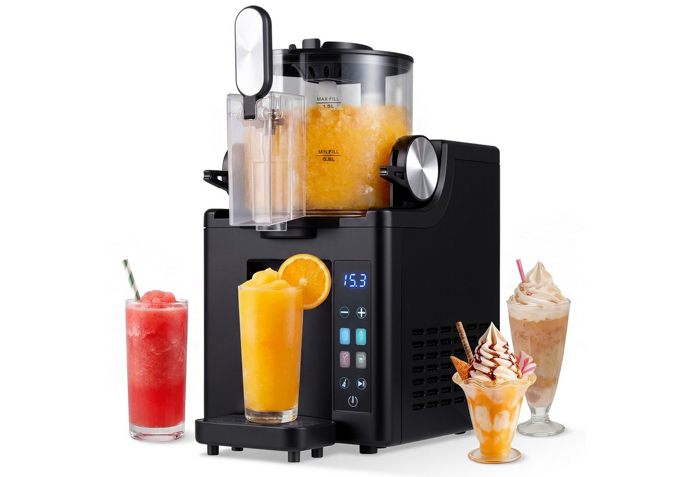 COSTWAY Slush-Eismaschine, 1.5 l, 220 W, mit LED Touch Steuerung & 4 Modi