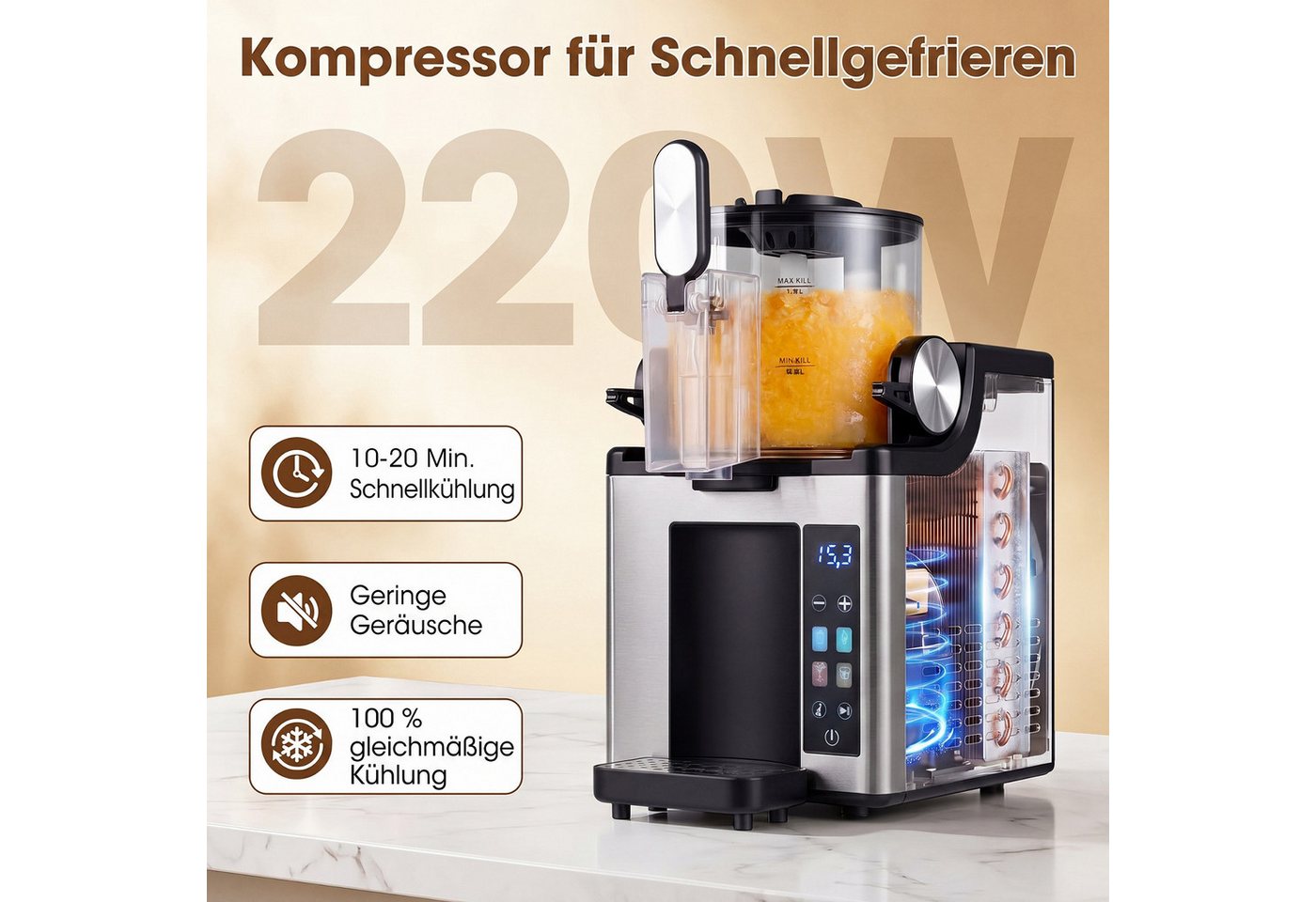 COSTWAY Slush-Eismaschine, 1.5 l, 220 W, mit LED Touch Steuerung & 4 Modi Bild 2