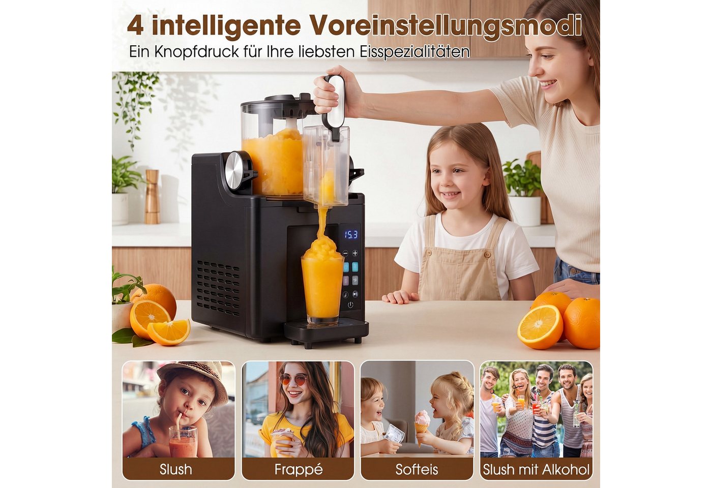 COSTWAY Slush-Eismaschine, 1.5 l, 220 W, mit LED Touch Steuerung & 4 Modi Bild 5