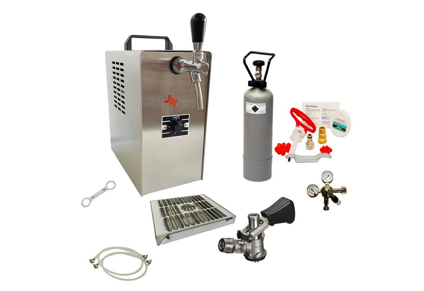 ich-zapfe Bierzapfanlage Komplett Set - Zapfanlage JET 30 Bierkoffer, Durchlaufkühler 1-leitig, Trockenkühler, bis zu 35 Liter/h, Reinigungsset für Zapfanlage und Keg Bild 4