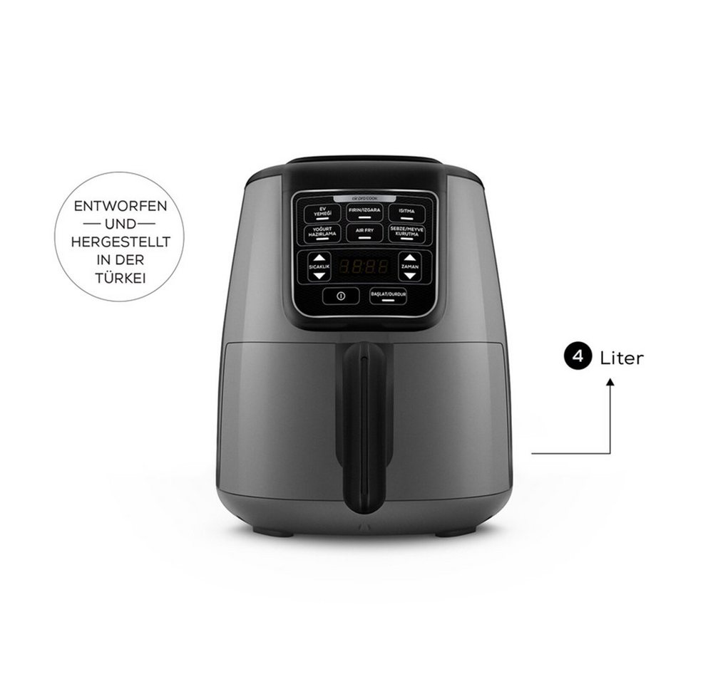 Karaca Heißluftfritteuse Karaca Air Cook XL 2 in 1 Airfryer Heißluftfritteuse Fritteuse 4L, 1550W Bild 3