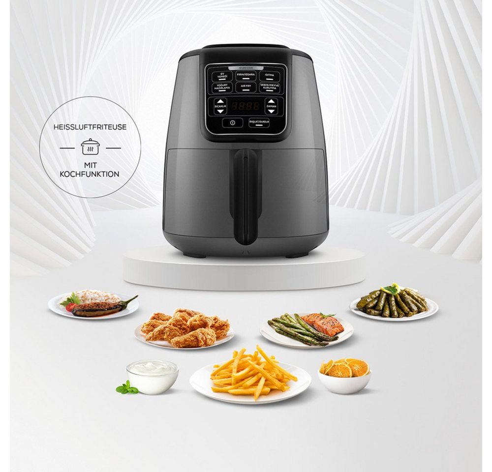 Karaca Heißluftfritteuse Karaca Air Cook XL 2 in 1 Airfryer Heißluftfritteuse Fritteuse 4L, 1550W Bild 4