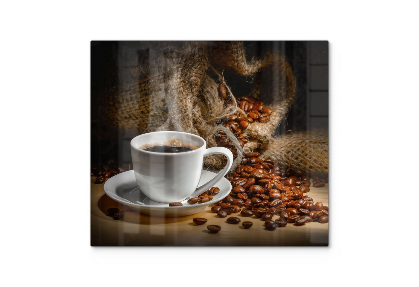 DEQORI Herdblende-/Abdeckplatte 'Bildlicher Kaffeegenuss', Glas, (1 tlg), Herdabdeckplatte Ceranfeld Herd Platte Abdeckung Glasplatte