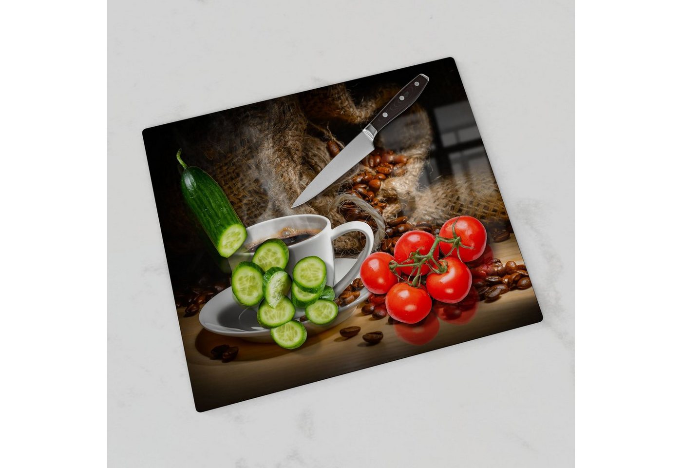 DEQORI Herdblende-/Abdeckplatte 'Bildlicher Kaffeegenuss', Glas, (1 tlg), Herdabdeckplatte Ceranfeld Herd Platte Abdeckung Glasplatte Bild 2