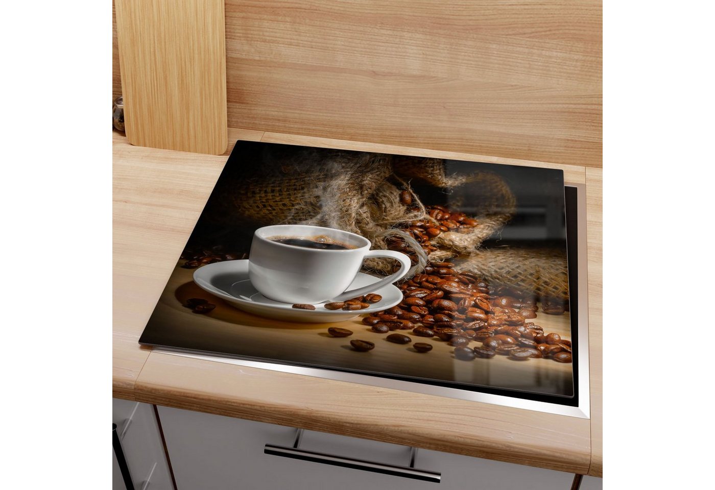 DEQORI Herdblende-/Abdeckplatte 'Bildlicher Kaffeegenuss', Glas, (1 tlg), Herdabdeckplatte Ceranfeld Herd Platte Abdeckung Glasplatte Bild 5