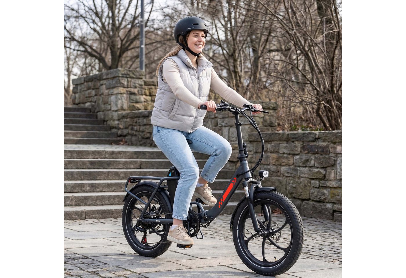 Vankel E-Bike Klapprad Faltbares E-Bikes E-Fahrrad Damen u. Herren 960WH Pedelec 48V 150 km, Kettenschaltung, Heckmotor, 960 Wh, 20x3'' Klapprad, Pedelec E-Citybike mit Tiefeinstieg, faltbar, E-bikes Bild 3