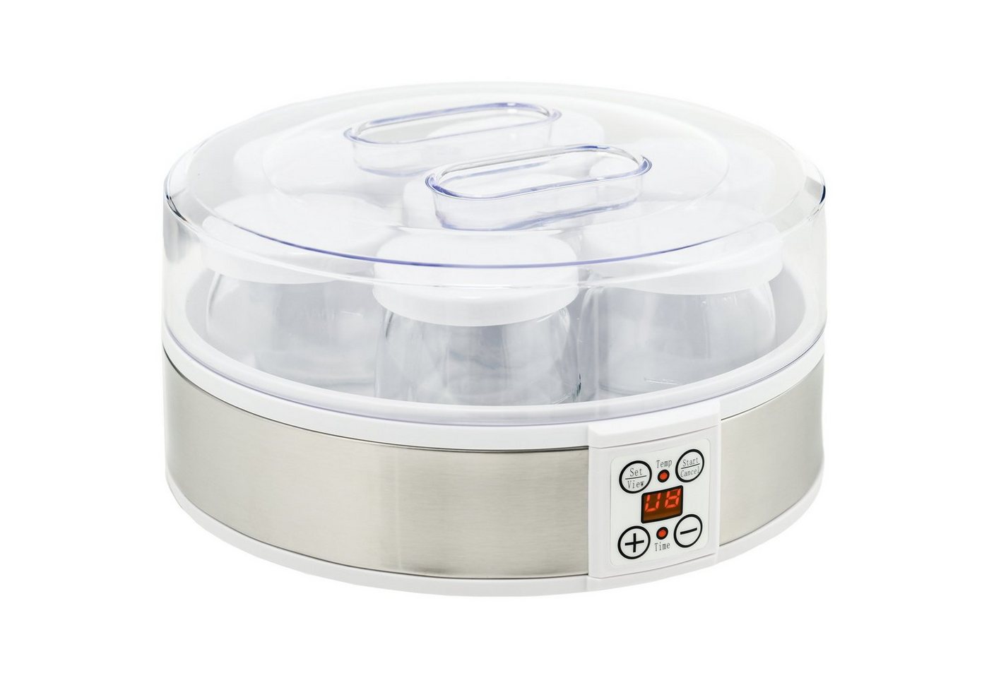 HOMCOM Joghurtbereiter Joghurtmaschine mit Timer, Joghurt-Maker mit Temperatur-Einstellung, 7 Portionsbehälter, je 180 ml, 7 Gläser à 180 ml, automatischer Abschaltung, 20 W, Weiß Bild 4