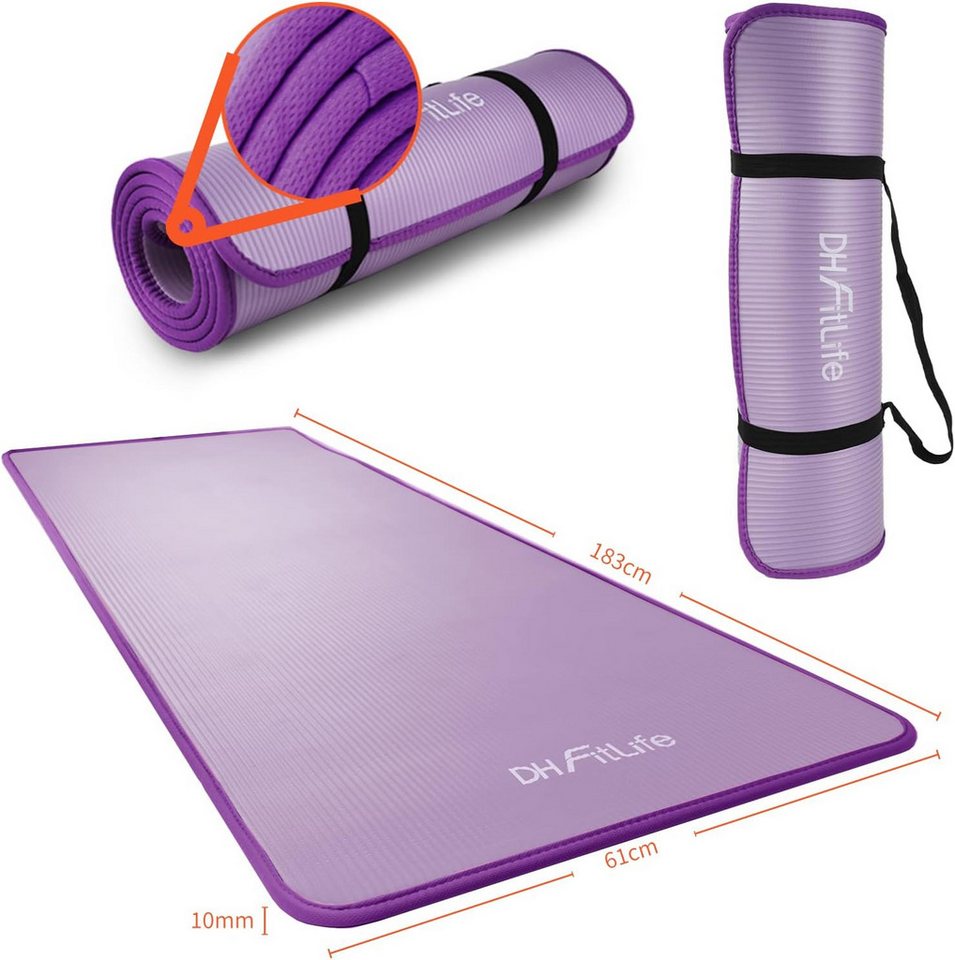 DH FitLife Fitnessmatte 183x61 cm, 10mm dicke Sportmatte, Yogamatte rutschfest (Gymnastikmatte gelenkschonend, Trainingsmatte & Bodenschutzmatte), für Home Workout & Fitness Bild 3