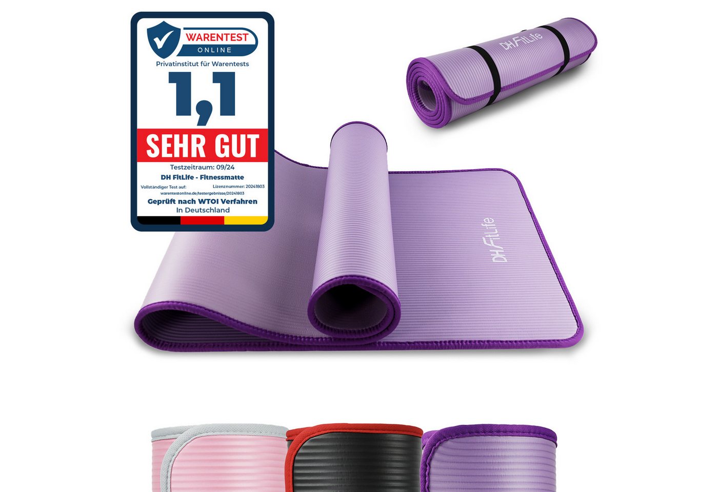 DH FitLife Fitnessmatte 183x61 cm, 10mm dicke Sportmatte, Yogamatte rutschfest (Gymnastikmatte gelenkschonend, Trainingsmatte & Bodenschutzmatte), für Home Workout & Fitness Bild 4