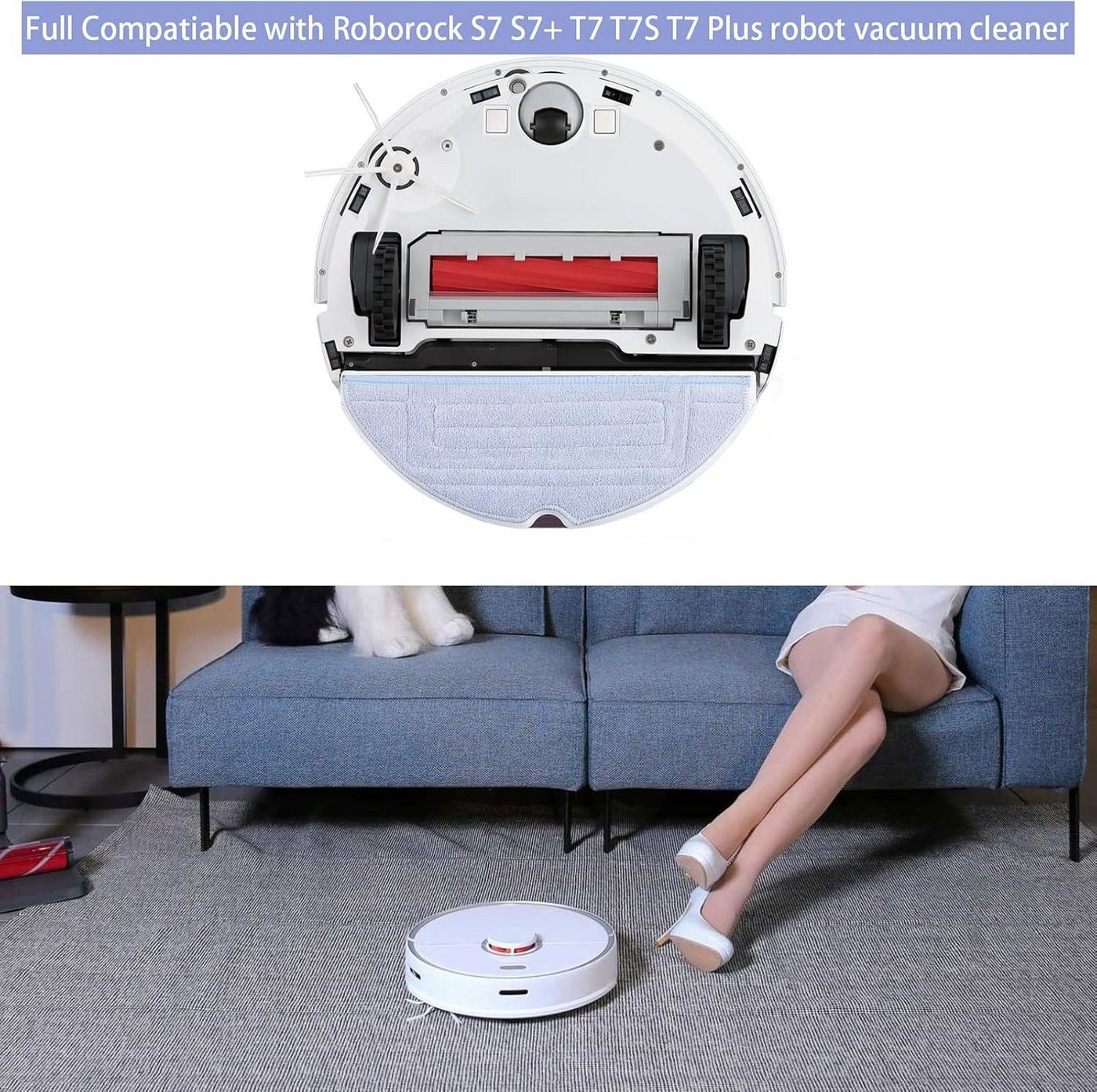 FELIXLEO Staubsaugerdüsen-Set 4 Stück Wischtücher für Roborock S8+/S7 MaxV Ultra Saugroboter, (12-tlg)