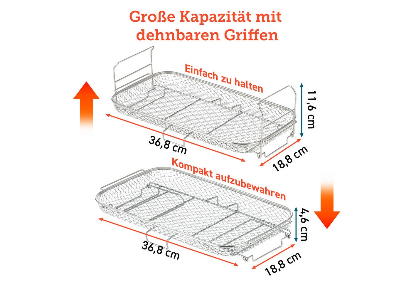 Cosori Heißluftfritteuse Röstgestell für die Cosori TwinFry Heissluftfritteuse, gleichmäßig kochen, Griffe zum einsetzen, spülmaschinenfest