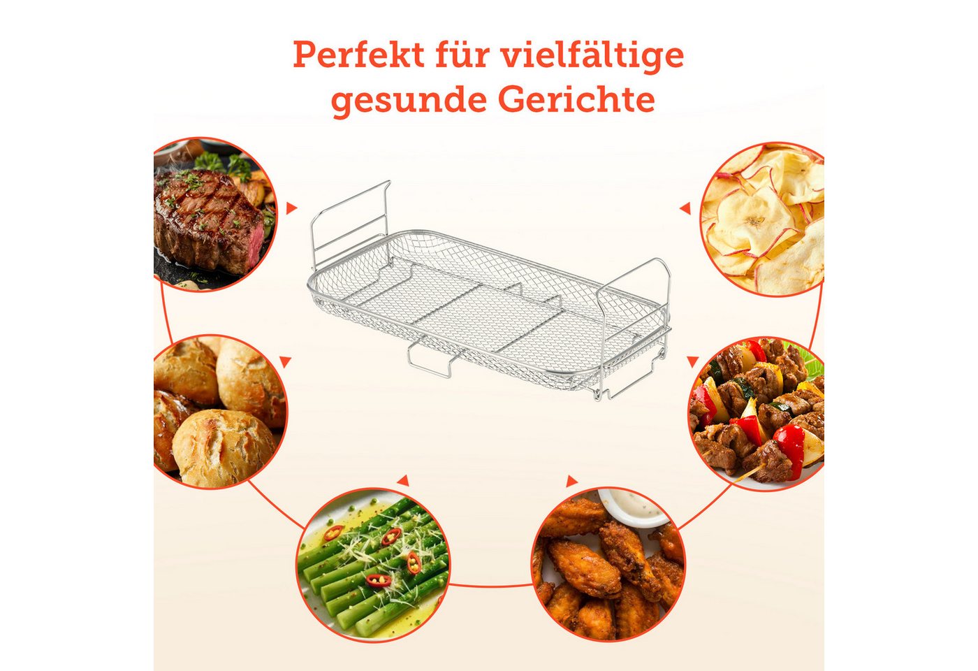 Cosori Heißluftfritteuse Röstgestell für die Cosori TwinFry Heissluftfritteuse, gleichmäßig kochen, Griffe zum einsetzen, spülmaschinenfest Bild 2