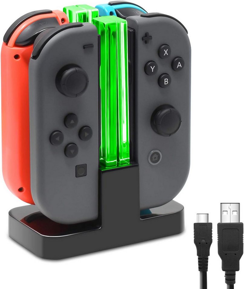 ibettertec Ladestation für Nintendo Switch 4 in 1 Joy-Con Controller Induktions-Ladegerät (Controller-Ladestation, Joy-Con Ladegerät Typ-C Kabel, mit individueller LED-Anzeige, Controller Ladestation Kompatibel mit JoyCons) Bild 4