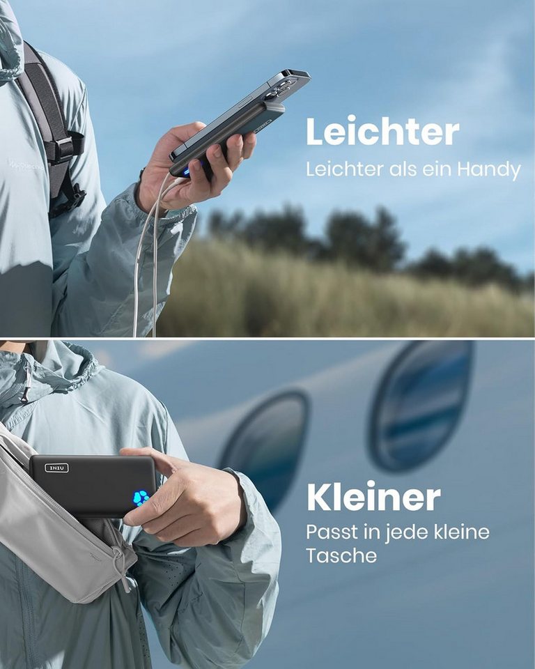 INIU 22.5W Fast Charging Klein Aber Stark, PD3.0 QC4.0 USB C Input&Output Powerbank Kompakt & Leistungsstark 10000 mAh, kompakt, leicht, flugzeuggeeignet, LED-Anzeige Bild 4