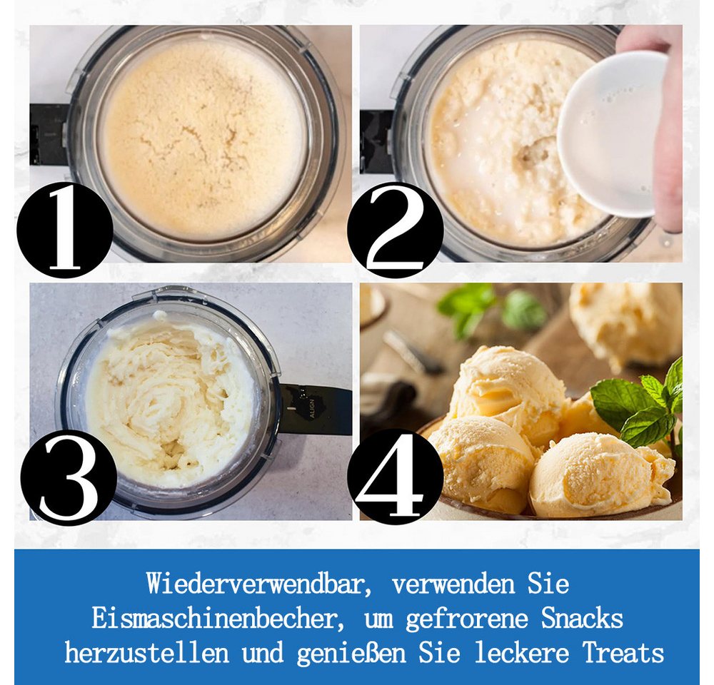 FOUORTUNATE-BEE Eisbereiteraufsatz 4 Stück Behälter für Ninja Creami Deluxe Pints, Zubehör für 680 ml Eisbehälter für NC500 NC501-Serie, Eiscreme Behälte mit Deckel für Ninja Eismaschine, Zubehör für Ninja Creami Ice Cream Maker Bild 4