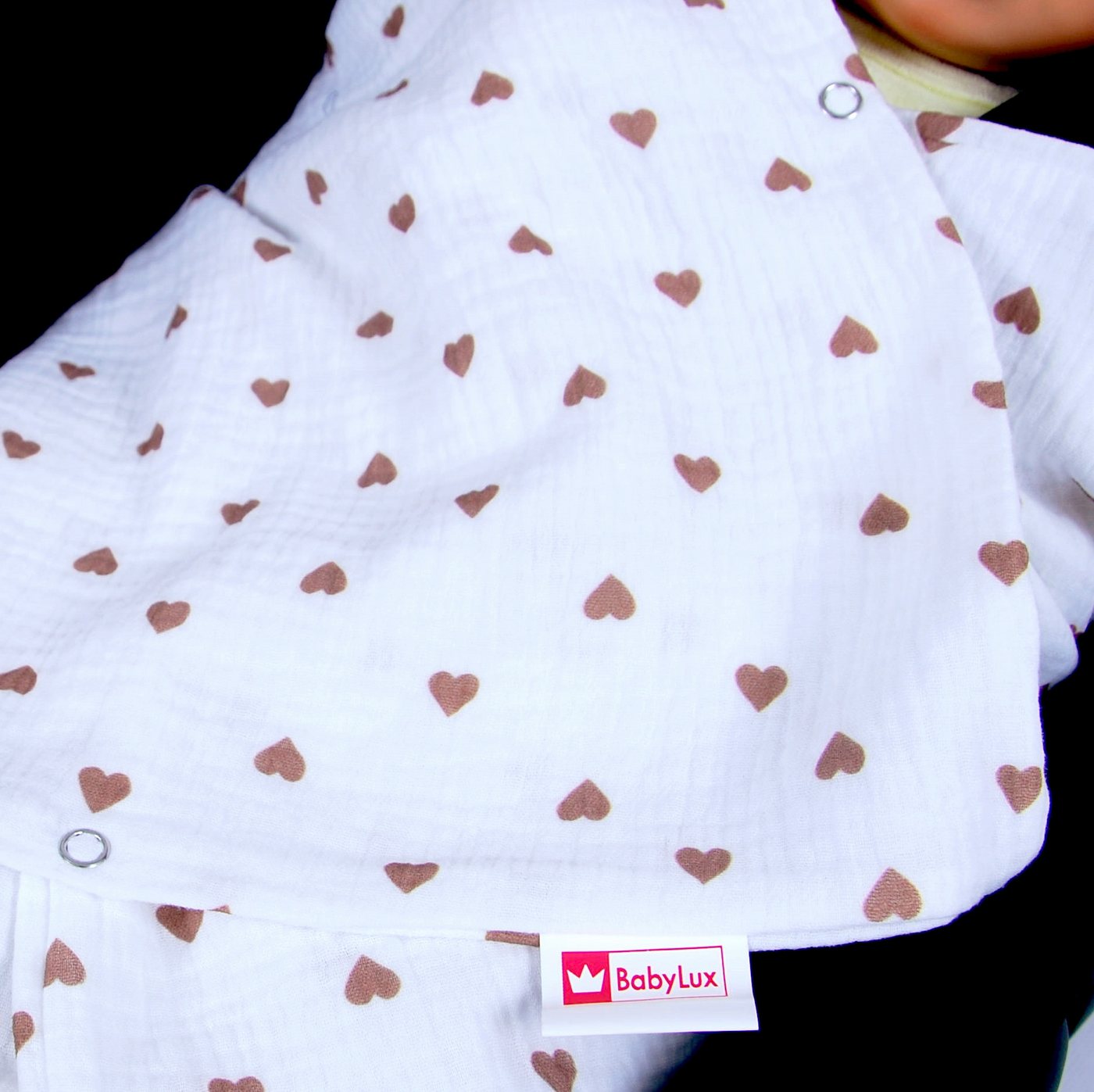 BabyLux Babyschale Einschlagdecke Babyschale Autositz Babydecke 80x80 cm aus Musselin, D3_Goldherzen_80x80