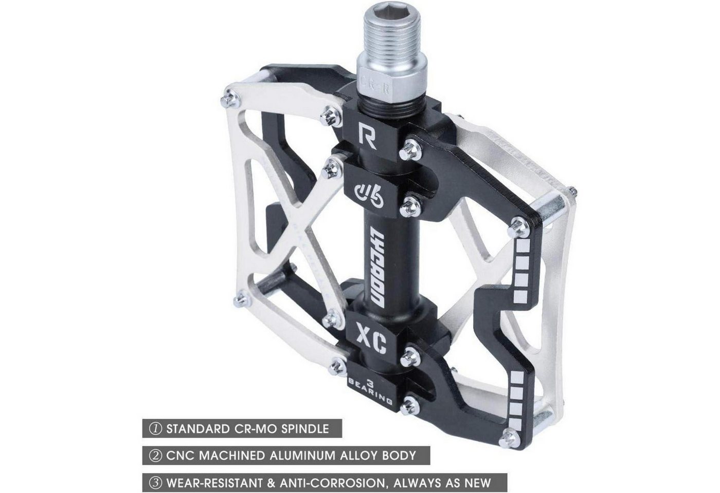 LuxusKollektion Plattformpedale Fahrradpedale MTB BMX CNC Alu CrMo Spindel 3 Lager 9 16 Silber