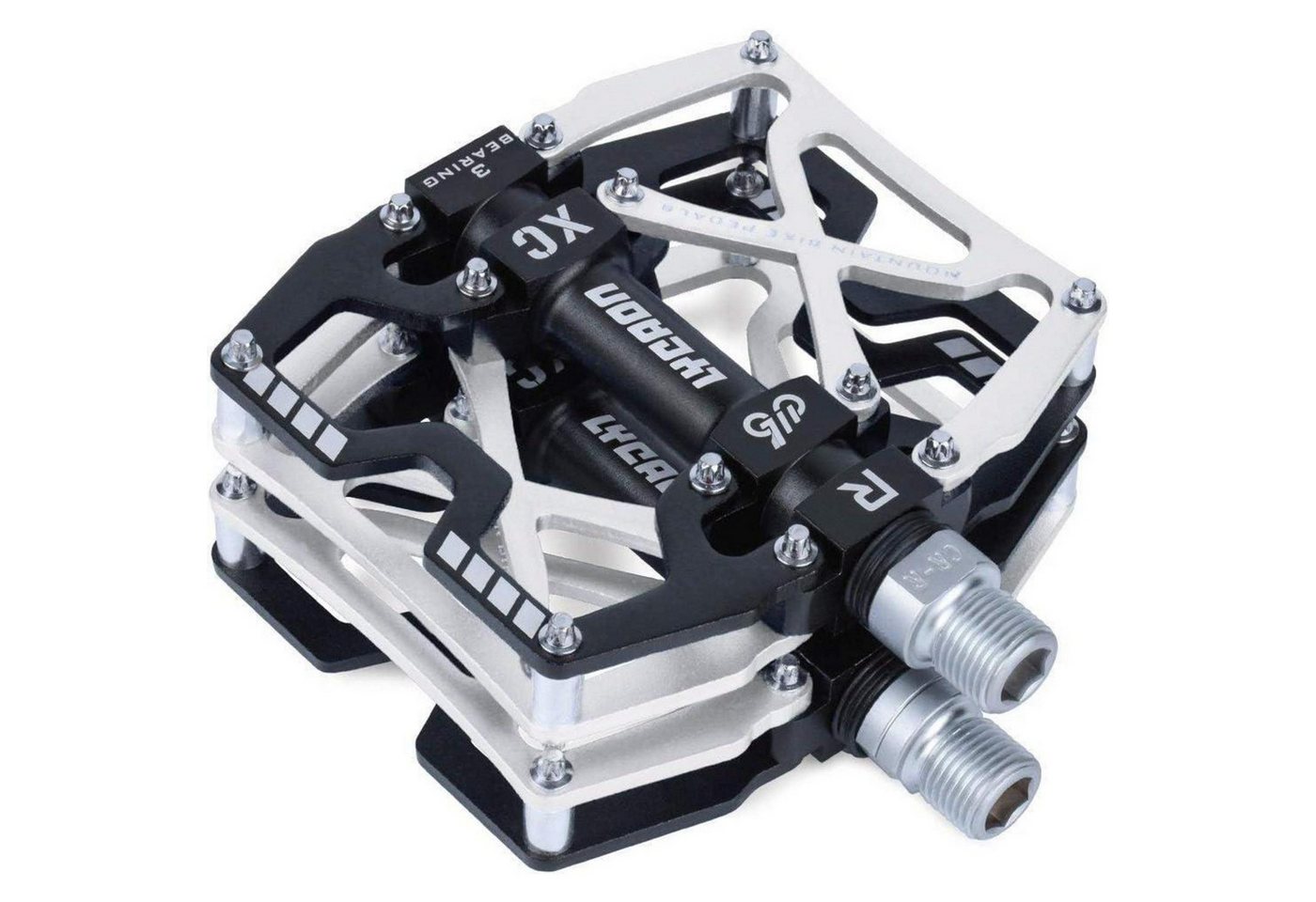 LuxusKollektion Plattformpedale Fahrradpedale MTB BMX CNC Alu CrMo Spindel 3 Lager 9 16 Silber Bild 2