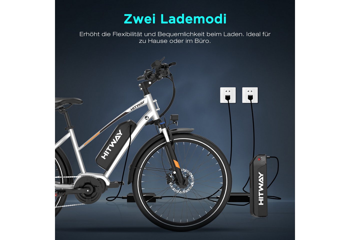 HITWAY E-Bike Trekkingrad 27,5 Zoll E-Bike Mittelmotor, Reichweite bis 150-180 km, 7 Gang shimano shimano Schaltwerk, Kettenschaltung, Mittelmotor, 468 Wh, Drehmomentsensor, Hydraulischbremsen, Federgabel mit Lockout, Alu Bild 2
