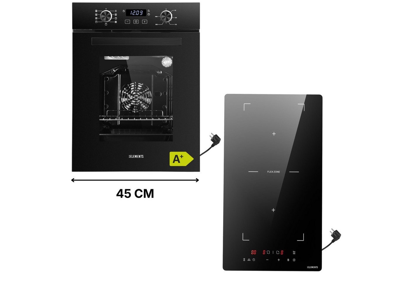KB Elements Backofen-Set Einbaubackofen 45 cm breit mit 2-Zonen Induktionskochfeld 29cm, AQUA CLEAN, Schuko Stecker Anschuß, Flexzone, Warmhaltefunktion Bild 3