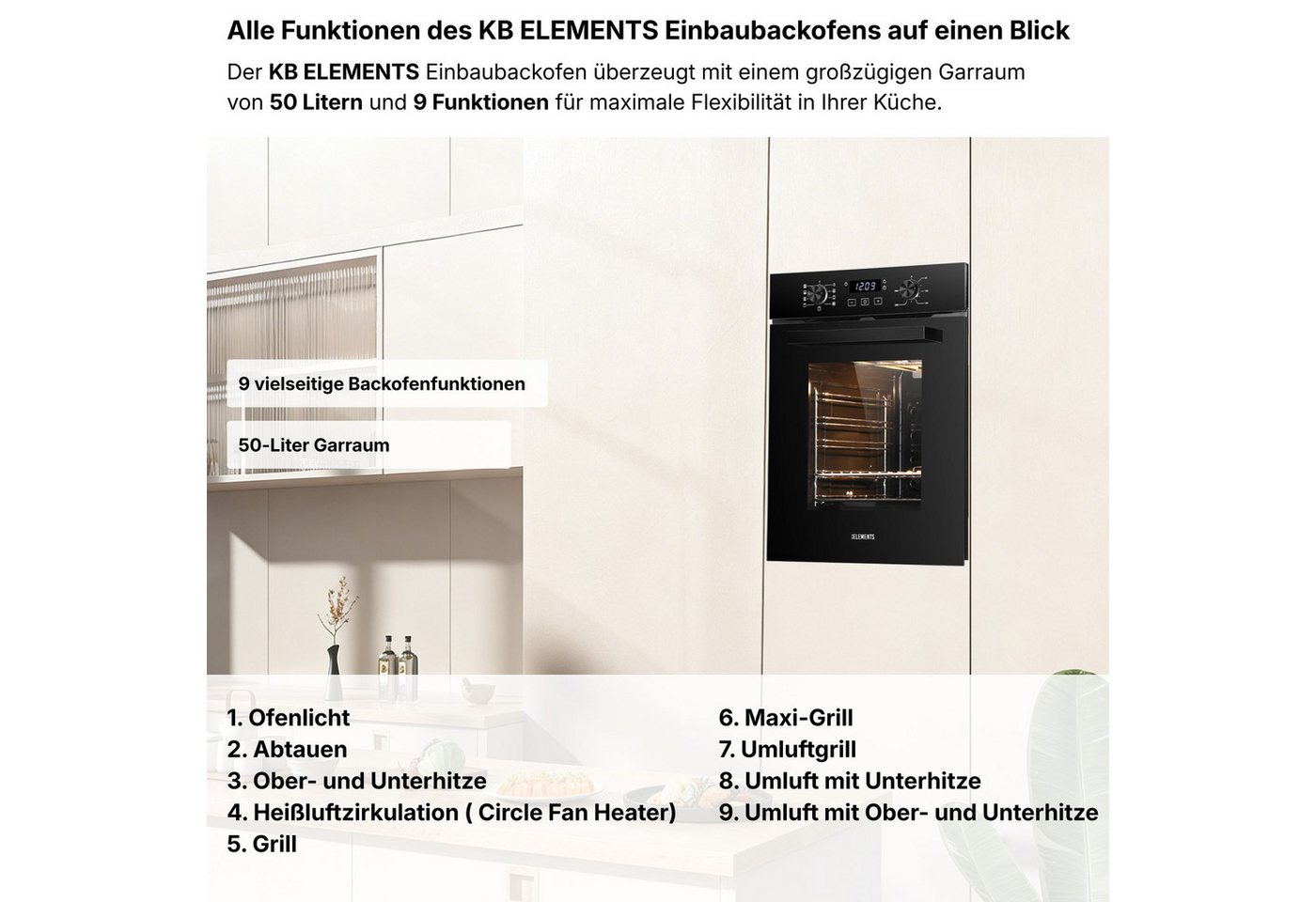 KB Elements Backofen-Set Einbaubackofen 45 cm breit mit 2-Zonen Induktionskochfeld 29cm, AQUA CLEAN, Schuko Stecker Anschuß, Flexzone, Warmhaltefunktion Bild 5