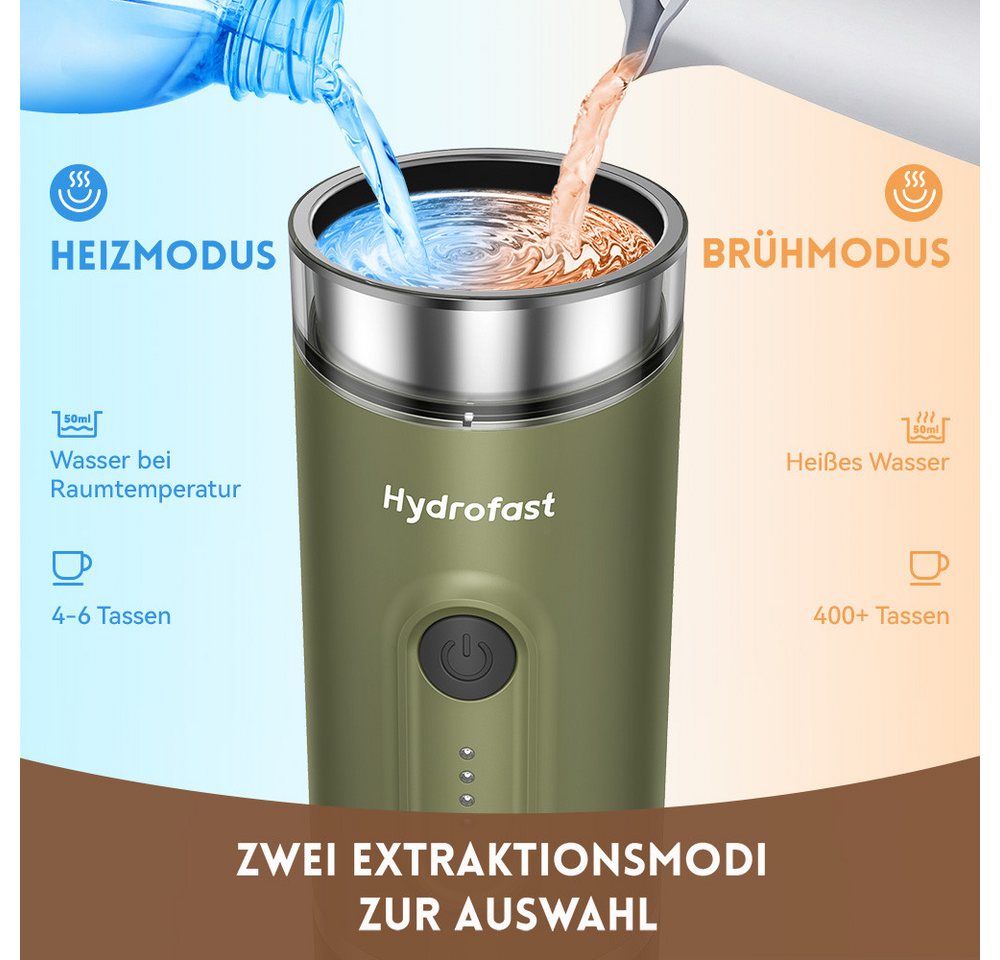 Hydrofast Espressomaschine PO-100 Tragbare Kaffeemaschine, Kabellose Outdoor-Espressomaschine – Akku,2-in-1,für Reisen & Camping Bild 3