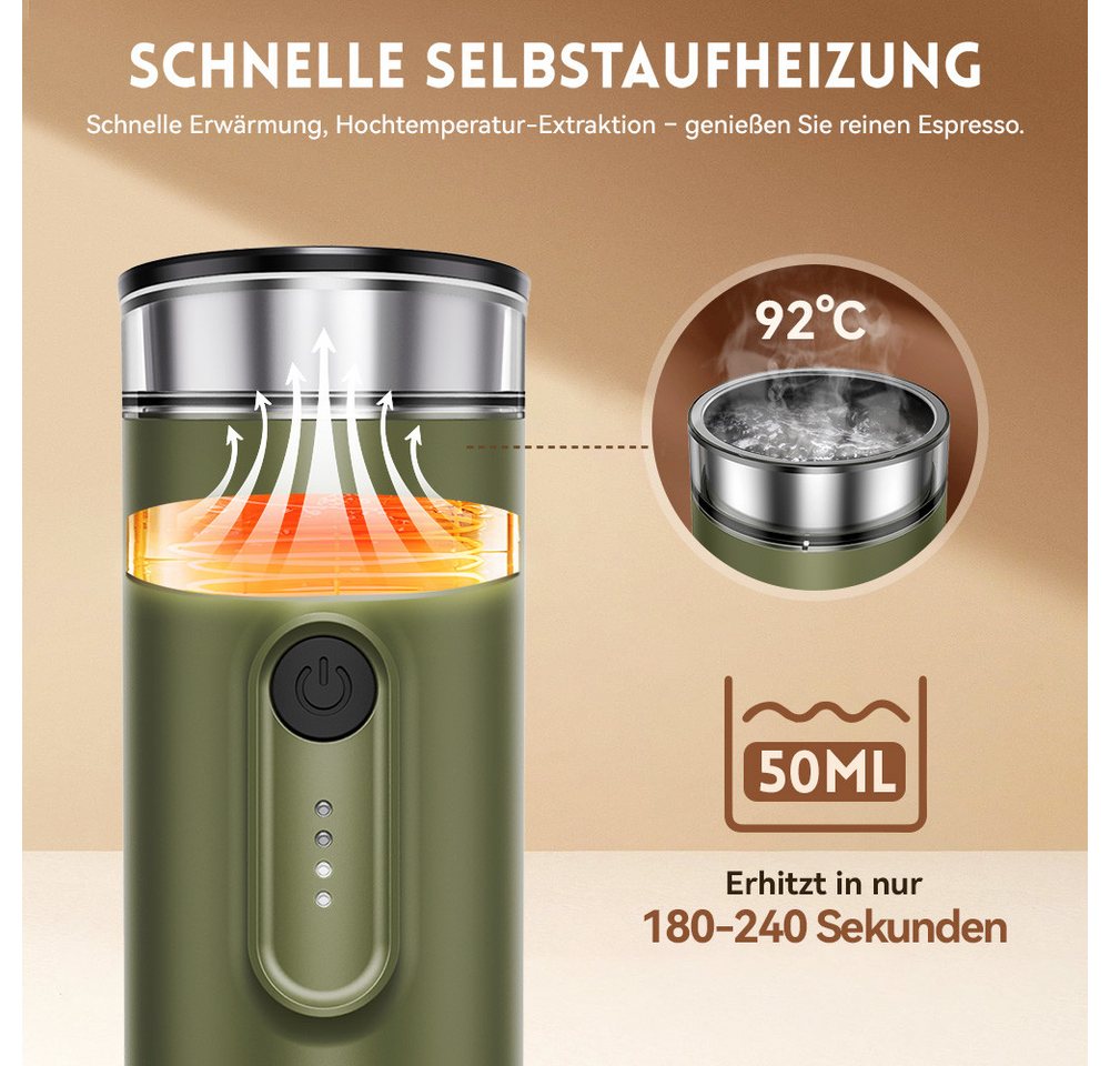 Hydrofast Espressomaschine PO-100 Tragbare Kaffeemaschine, Kabellose Outdoor-Espressomaschine – Akku,2-in-1,für Reisen & Camping Bild 5