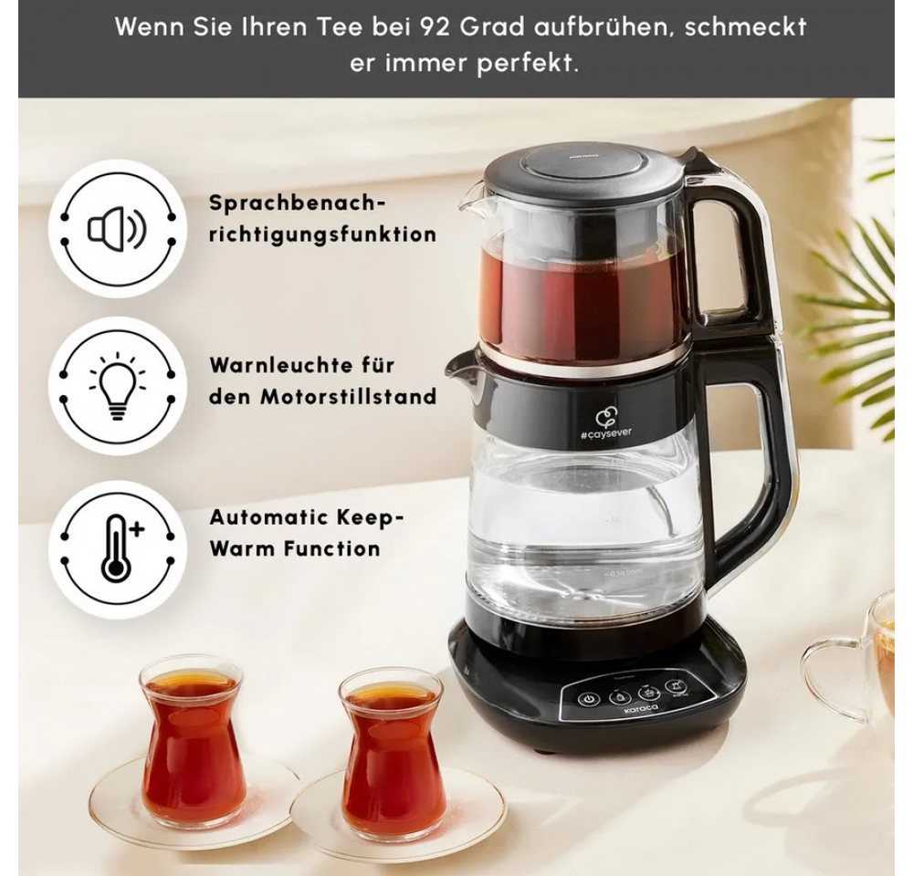 Karaca Wasserkocher Karaca Caysever Sprechender Teezubereiter Chrom, 2200 W Bild 2
