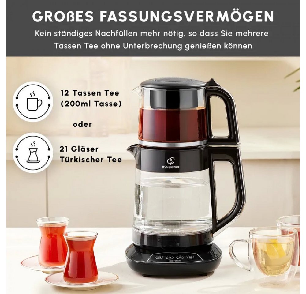 Karaca Wasserkocher Karaca Caysever Sprechender Teezubereiter Chrom, 2200 W Bild 3